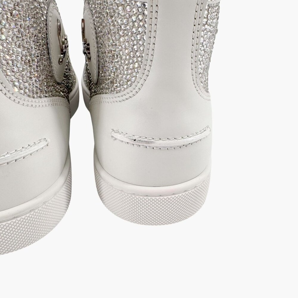 Christian Louboutin Louis Strass High Top Sneakers Size 40 US 10 White Crystal - Picture 8 of 15
